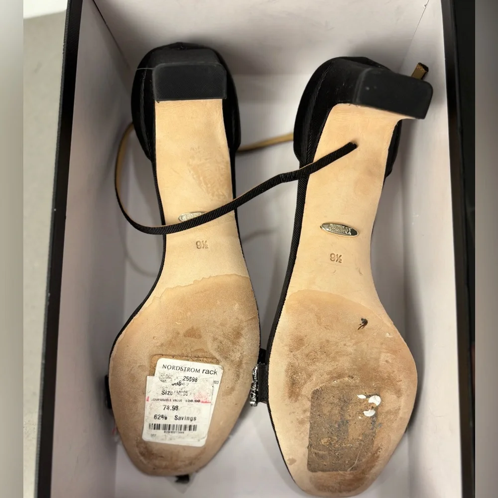 9.5 Badgley Mischka black, rhinestone heels - Picture 4 of 4